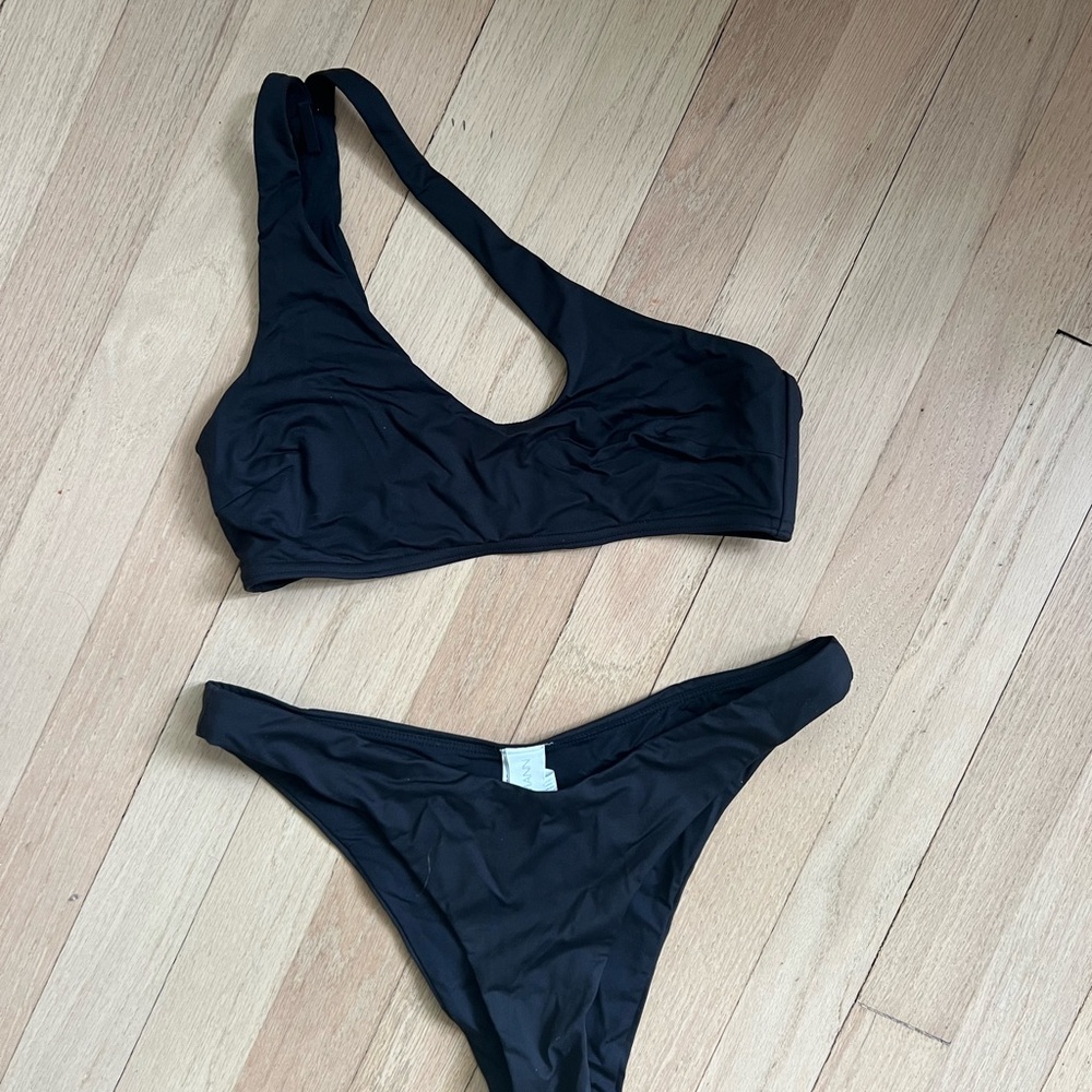 Zimmermann Black Asymmetrical Bikini Swimwear